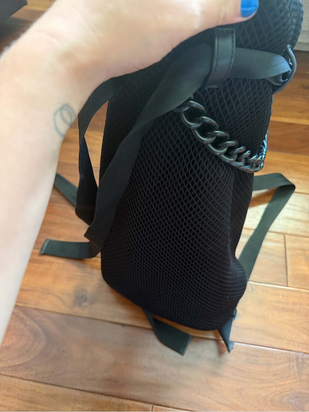 Black Mesh Chain Accent  Backpack